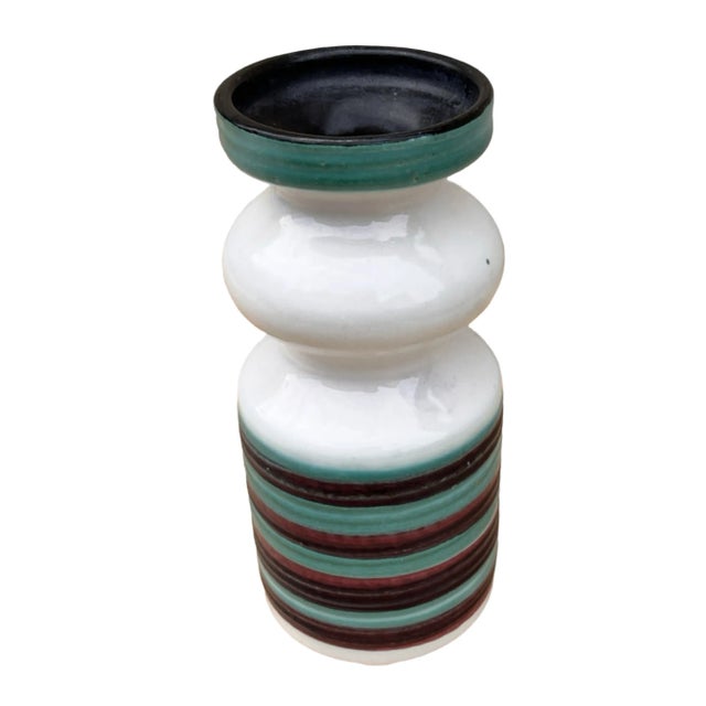 Hand-painted ceramic vase in the New Look style with colorful painting produced by Strehla Keramik in Germany in the...