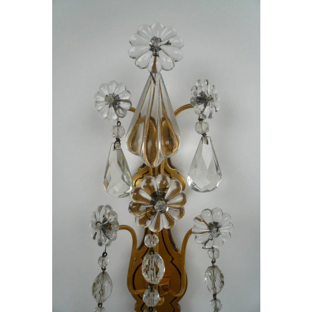 Bronze Gilt Bronze and Crystal Two Light Sconces by Sterling Bronze Co. N.Y - A Pair For Sale - Image 8 of 9