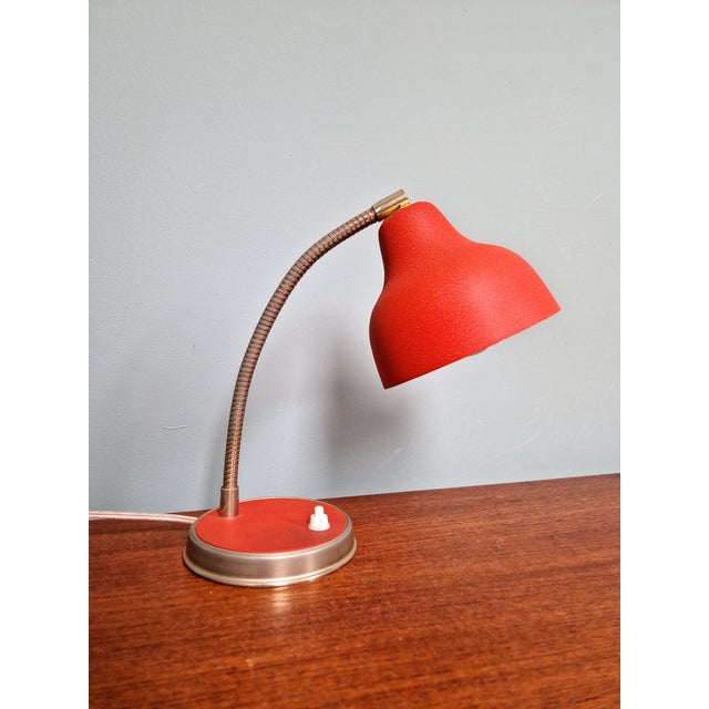 Articulated Desk Lamp in Red Lacquered Metal, 1950s For Sale - Image 11 of 13