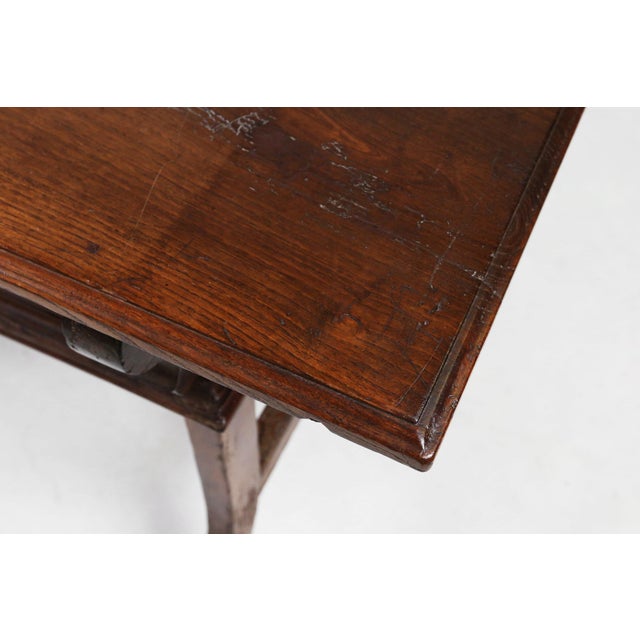 Mid-Century Modern Antique Spanish Console Table in Carved Oak with Drawers, 1700s For Sale - Image 3 of 18