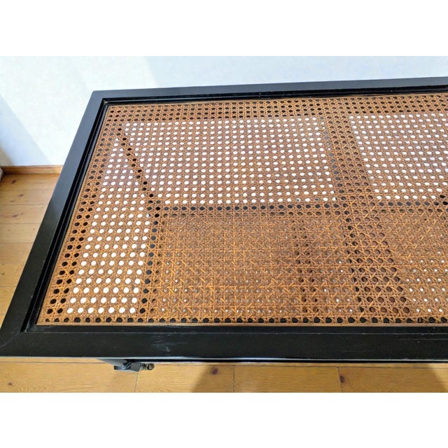 Vintage British Colonial Style Two-Tier Caned Coffee Table For Sale - Image 11 of 13