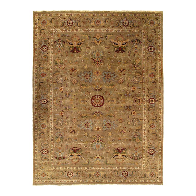 Pasargad DC Light Brown Fine Hand Knotted Heriz Design Rug For Sale