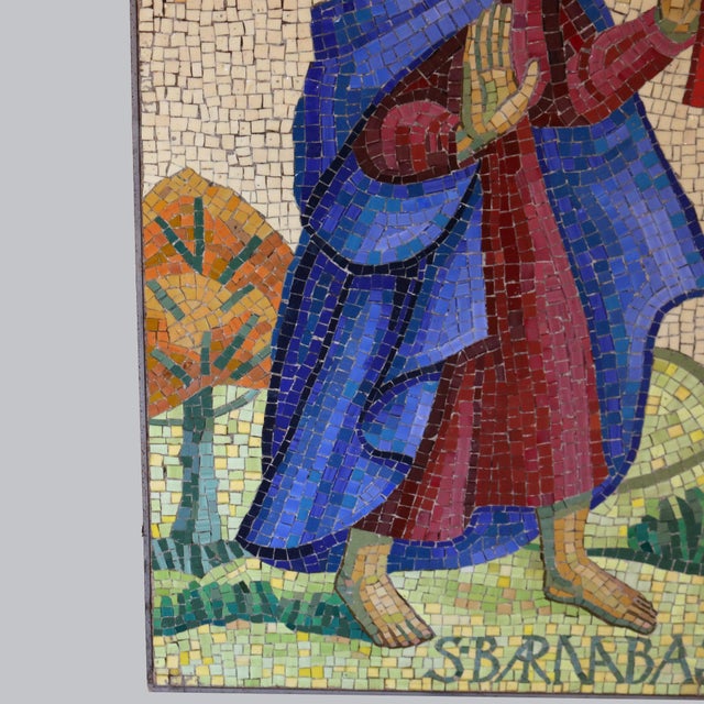 Ceramic Mosaic Tile Portrait of Saint Barnabus, Circa 1930 For Sale - Image 7 of 8