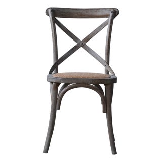 Matthew Izzo Home Linnea Rubberwood Dining/Bistro Chair With Rattan Seat For Sale