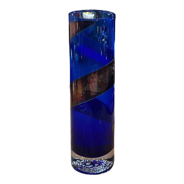 Vintage Italian Decorative Blue Vase 1980s For Sale
