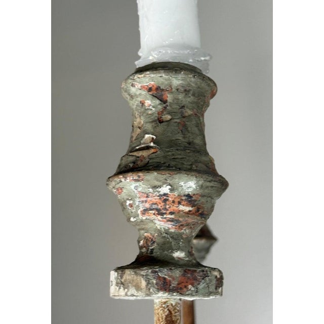 Antique European Painted Wood and Iron Six-Light Chandelier For Sale - Image 10 of 12