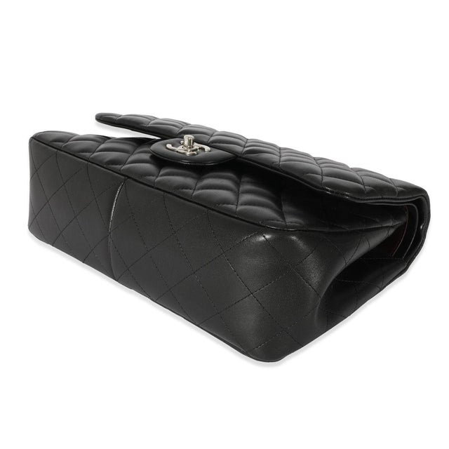 Animal Skin Black Quilted Lambskin Jumbo Classic Double Flap For Sale - Image 7 of 9