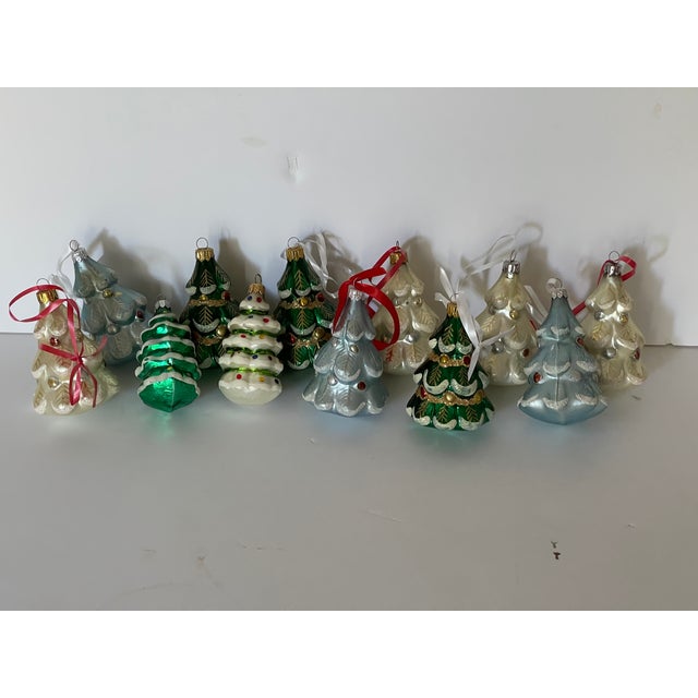 Vintage Blown Glass Christmas Ornaments Trees - Set of 8 For Sale - Image 4 of 7
