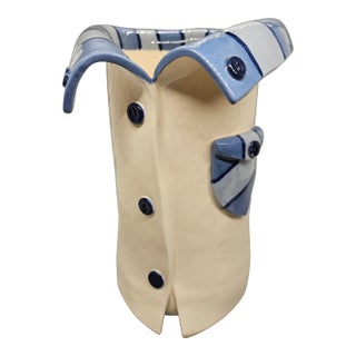 Vintage Pottery Roxanne Parent Roxie's Studio Shirt Vase ~ Signed Roxie For Sale