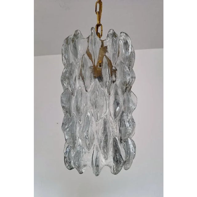 Ice Glass Pendant Light by J. T. Kalmar, Austria, 1960s For Sale - Image 12 of 12