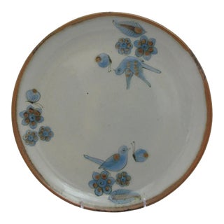 Ken Edwards El Palomar Blue Bird Flower Mexican Folk Art 11 3/4" Pottery Platter For Sale