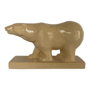 Vintage Art Deco Tan Glaze Polar Bear Sculpture