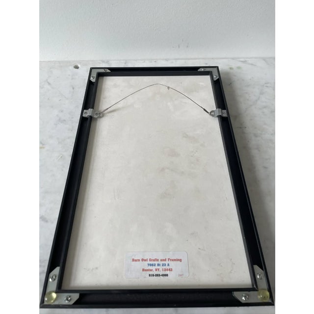 Mid Century Modern Oliver Green Oil Painting on Board in Black Met Frame For Sale - Image 4 of 6