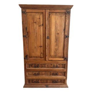 Vintage Carved Wood Accent Cabinet With Decorative Panels For Sale