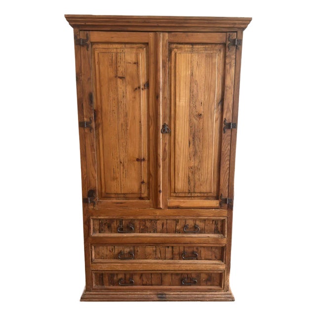 Vintage Carved Wood Accent Cabinet With Decorative Panels For Sale