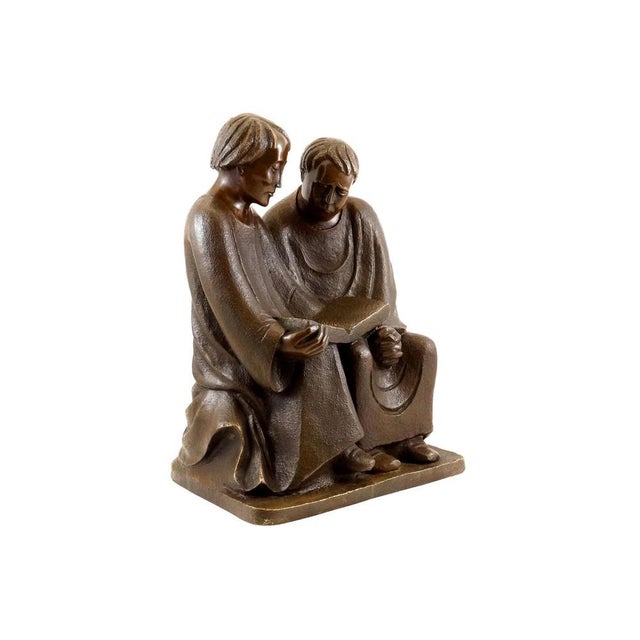 Art Deco 20th Century Reading Monks Sculpture in Bronze For Sale - Image 4 of 10