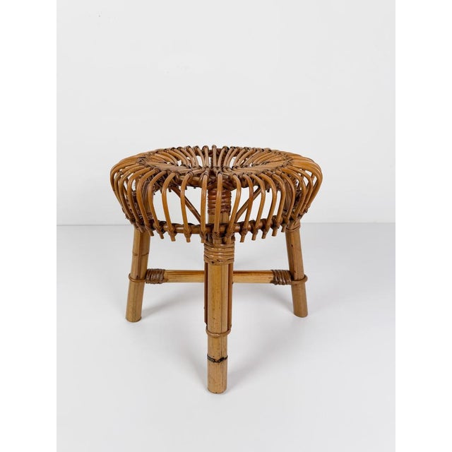 We are pleased to offer for sale a beautiful Mid-Century Modern Italian stool, entirely handcrafted from natural fibers...
