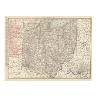 Antique Map of Ohio The Buckeye State by Rand McNally, 1899 For Sale