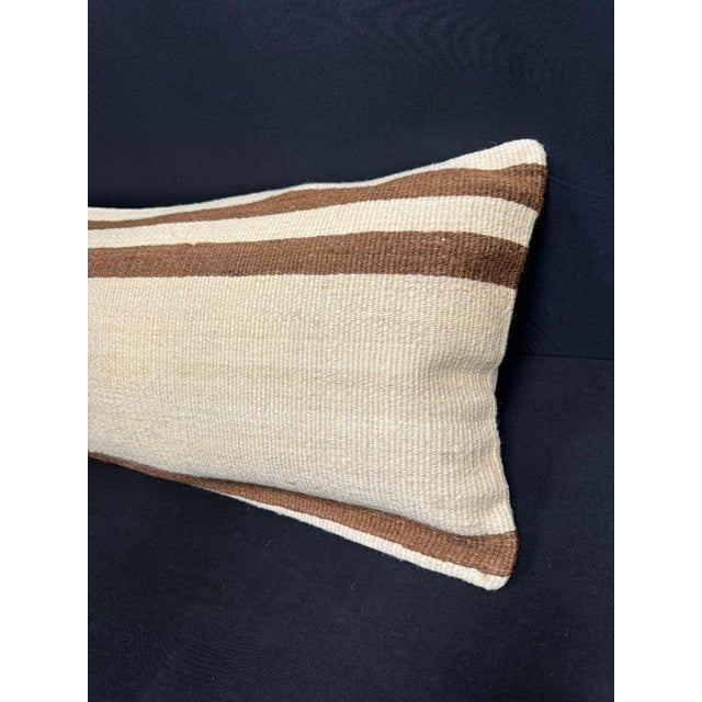 Turkish Hemp Pillow Cushion Natural Beige Brown Cushion Cover 14"x45" For Sale - Image 4 of 4