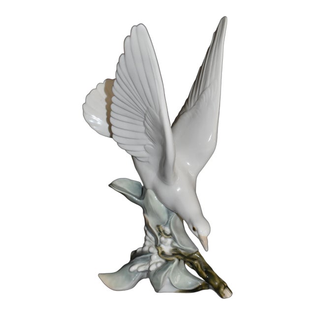 Lladro Turtle Dove Figurine 4550 Glossy Porcelain White Bird Spain Vintage For Sale