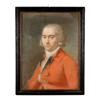 Male Portrait, Pastel on Cardboard, Framed For Sale