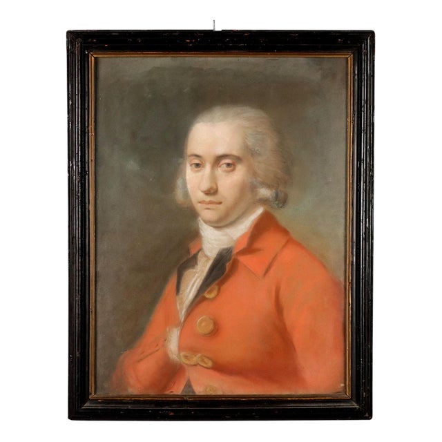 Male Portrait, Pastel on Cardboard, Framed For Sale