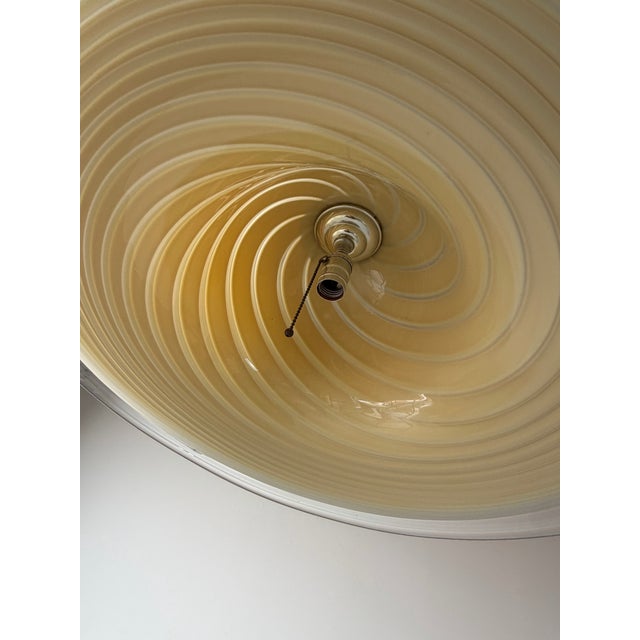 1970’s Italian Murano Glass Swirl Pendant Lamp Attributed to Venini For Sale - Image 4 of 12