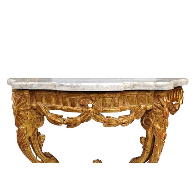 Small French Gilded Wood Console Table, 1700s For Sale - Image 4 of 11
