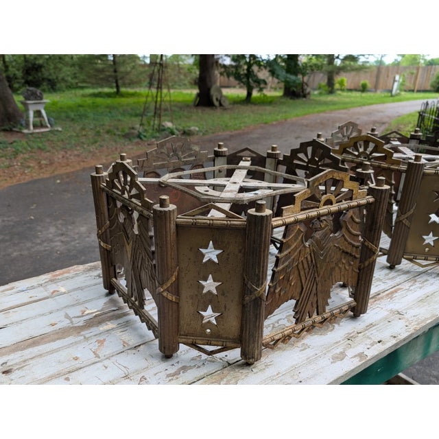 Art Deco Antique American Art Deco Architectural Bronze Eagle Chandeliers - a Pair For Sale - Image 3 of 18