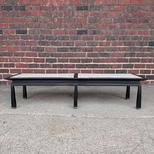 Asian Harvey Probber Black Lacquer and Terrazzo Coffee Table For Sale - Image 3 of 12