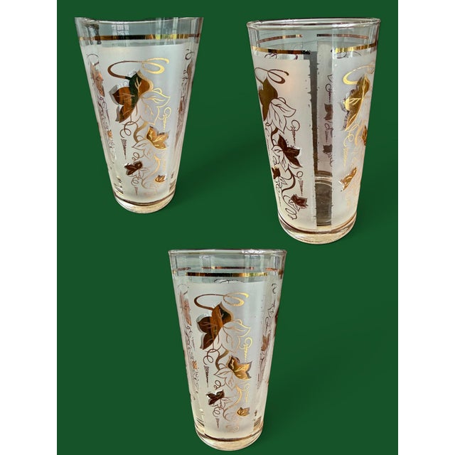 Vintage Libbey 22k Gold Leaf Ivy Highball Glasses-Set of 6-Mid Century Barware For Sale - Image 9 of 11