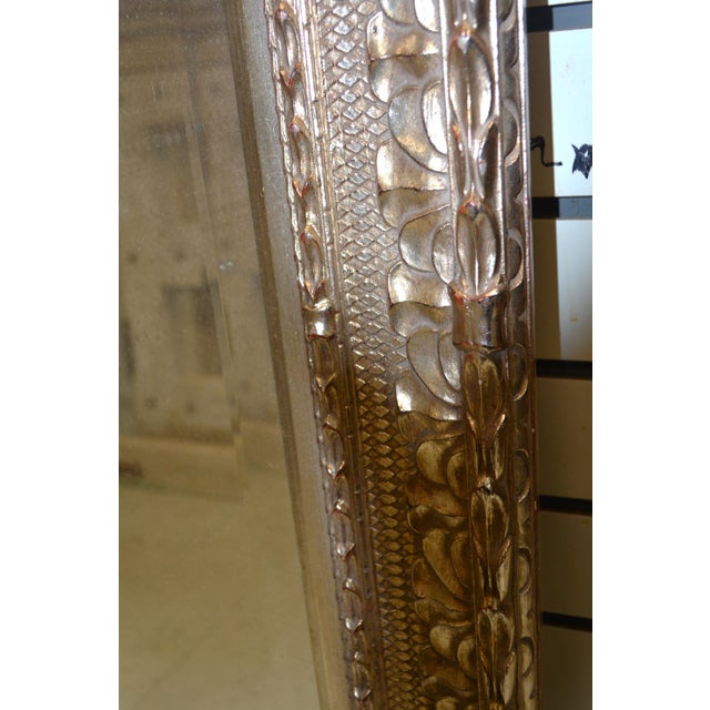 Wood Ornate Plaster / Wood Silver W/ Gold Wash Rectangular Wall or Mantel Mirror For Sale - Image 7 of 18