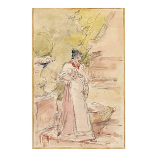 1906 Walter Shirlaw Spanish Watercolor For Sale