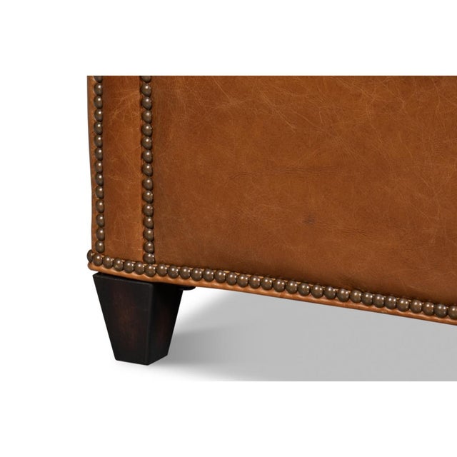 Light Brown Leather Accent Chair For Sale - Image 9 of 10