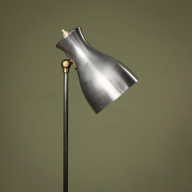1950s Model 57/416 Floor Lamp in Brass, Nickel-Plated Steel, and Aluminum by Dieter Schulz for Wohnbedarf AG, Switzerland, 1950s For Sale - Image 5 of 9