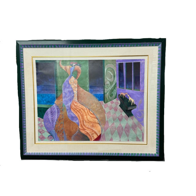 Contemporary 1990s "The Kiss by Patricia Bomberg" Original Watercolor Painting on Paper, Signed, Framed For Sale - Image 3 of 14