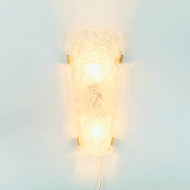 Mid-Century Modern Large Mid-Century Modern Murano Glass and Brass Wall Lamp from Hillebrand, Germany, 1960s For Sale - Image 3 of 9