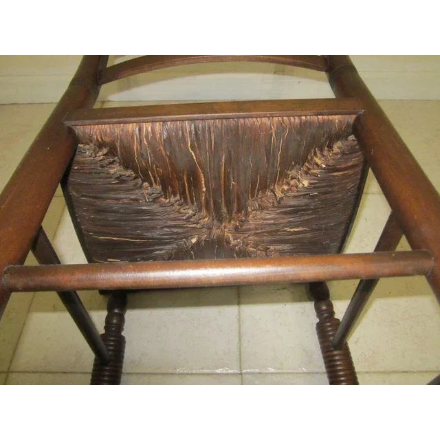 1900 - 1909 Early 1900s Antique Hitchcock Style Black Gold Stenciled Farmhouse Rush Seat Side Chair For Sale - Image 5 of 12
