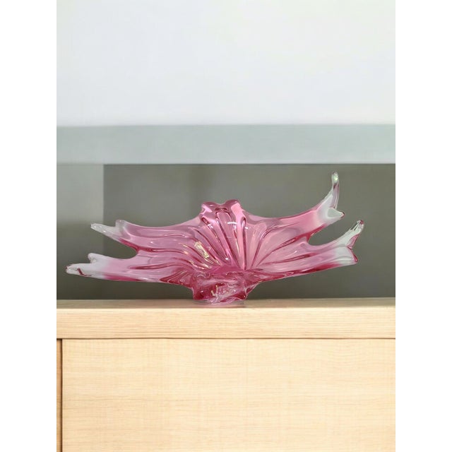 This Vintage Mid-Century Modern Italian Art Glass Abstract Large Center Piece Bowl attributed Murano is a stunning example...