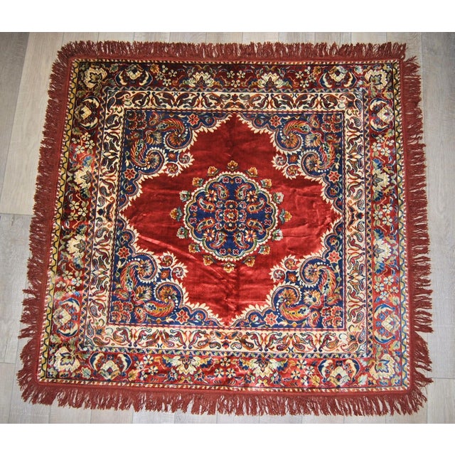 Vintage Oriental Silk Tapestry or Table Cover Central Medallion Style Sarouk For Sale - Image 12 of 12