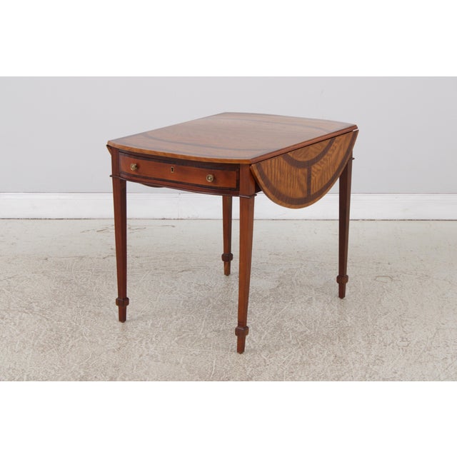 Vintage English Satinwood Inlaid Pembroke Table For Sale - Image 15 of 17