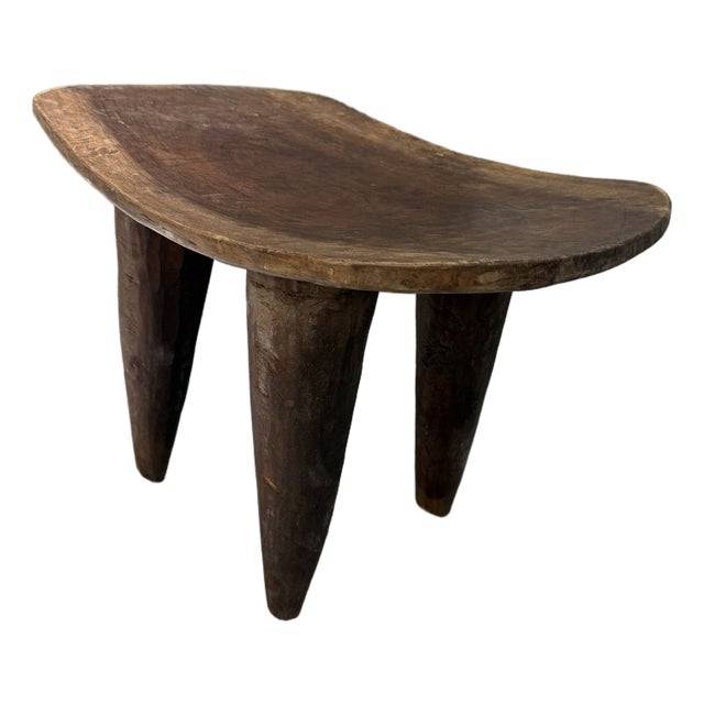 Rustic Hand‑Carved Wooden Stool – Organic Primitive Accent From Material Possessions Chicago For Sale