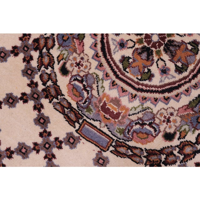 1990s Shabby Chic Pak-Persian Ivory/Blue Wool Rug - 2'7'' X 4'3'' For Sale - Image 5 of 9