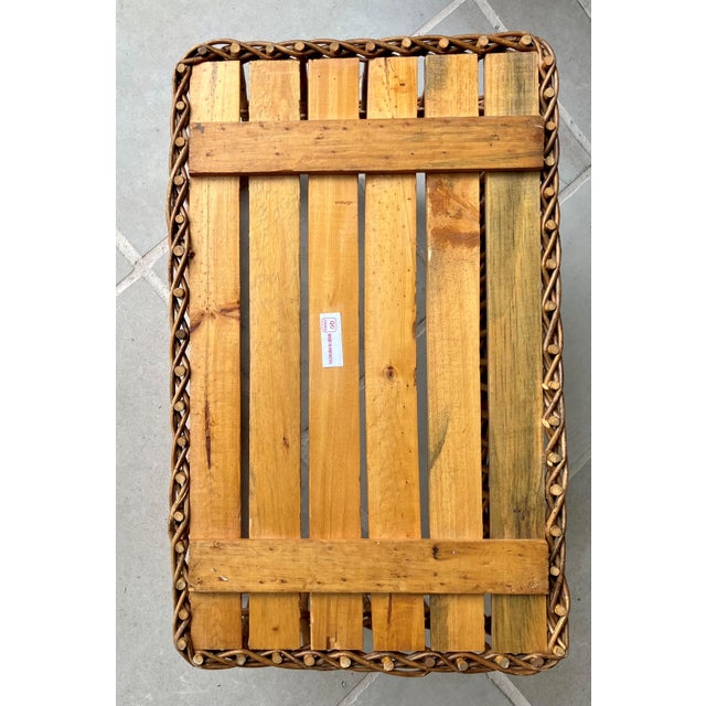 Circa 1980 Chic Jackfruit Wood & Rattan Catchall / Storage “Crate” Basket, Indonesia For Sale - Image 11 of 13