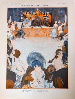 Authentic La Vie Parisienne 1921 A. Vallée "Ce Qu'On Ne Verra Jamais..." ("What One Will Never See...") Print