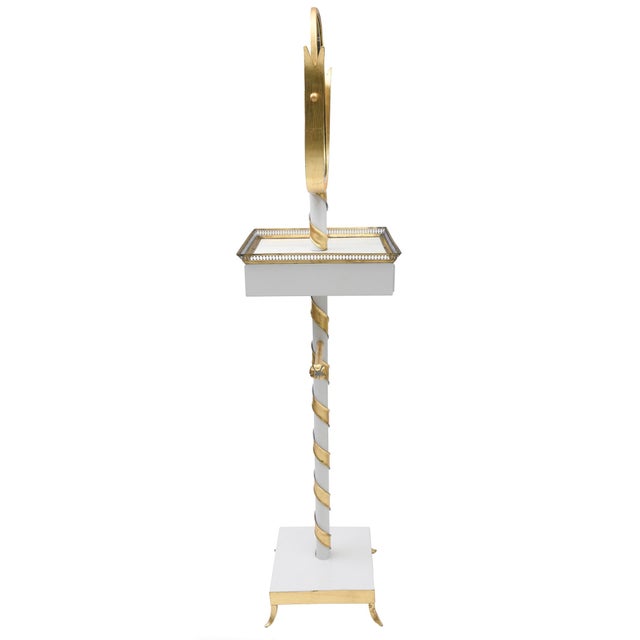 Mingazzi Mid Century Modern Italian Swivel MIrror Stand by Mingazzi, Gold Leaf, Brass and Lacquered Wood For Sale - Image 4 of 11