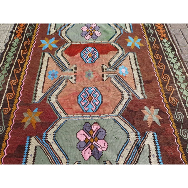 70s Multicolor Vintage Turkish Kilim Rug Area Rug | Chairish