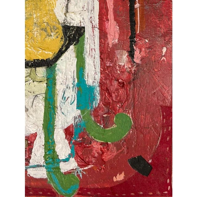 Paper Christiane Corcelle "The Enigma of Ebony Blooms" Mixed Media on BFK Paper, Framed Abstract Floral Still Life in Red and Pink, 2024 For Sale - Image 7 of 8