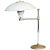 High style Mid-Century desk lamp with an enameled Frostine white steel body and brass accents. The lamp features an...
