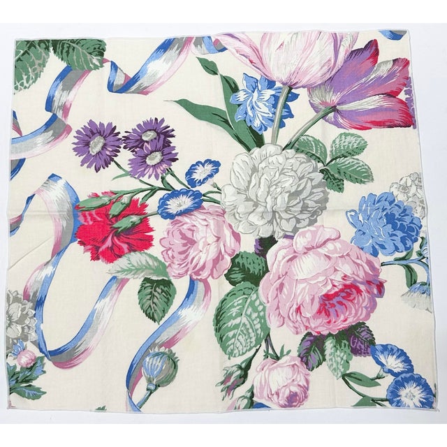 Vintage 1980s Cabbage Rose Floral Cotton Dinner Napkins – Grandmillennial Style (Set of 6) For Sale In Louisville - Image 6 of 12